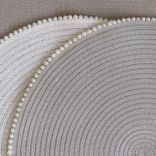 Napperon rond gris - Perles||Grey round placemat - Pearl