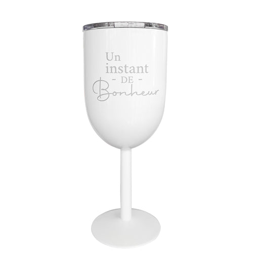 Verre à vin isotherme blanc - Bonheur||White isothermal wine glass - Bonheur