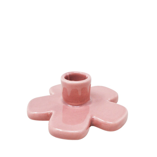 Porte-bougie rose - Fleur||Pink candle holder - Flower