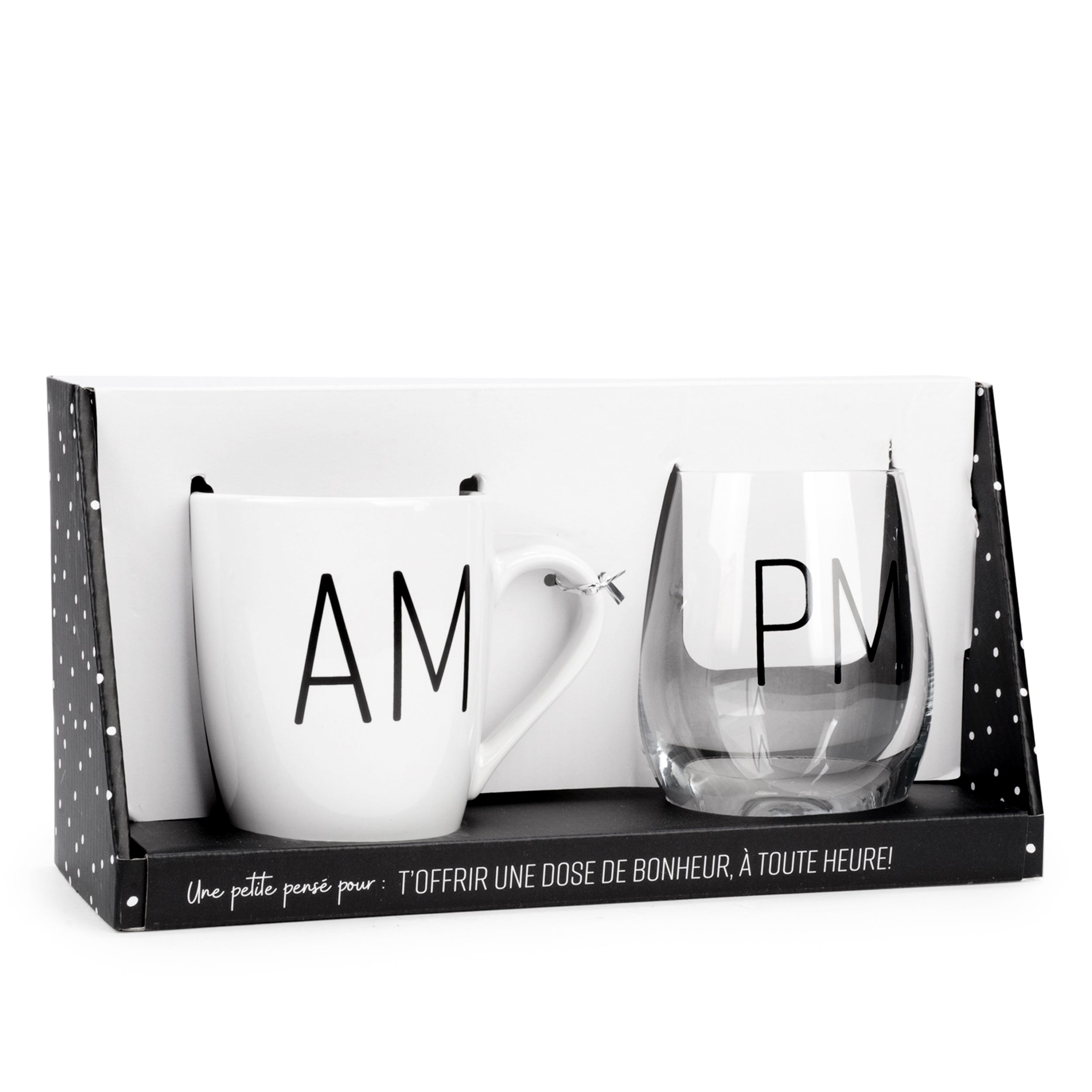 am pm coffee mug Wine glass & mug duo - AM | PM | Gift set