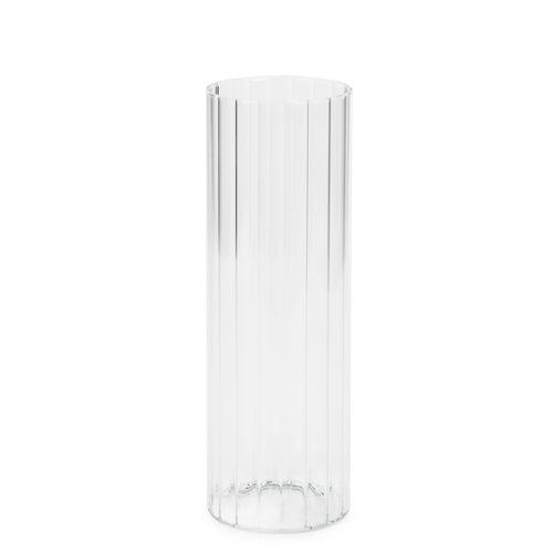 Vase clair à motif strié||Clear striated vase