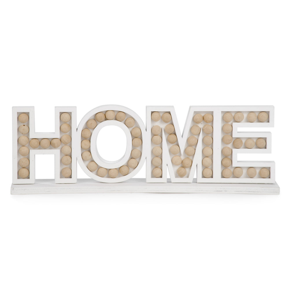 "HOME" blanc avec billes||"HOME" white with beads