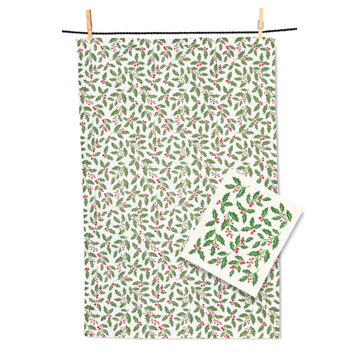 Ensemble linge & lavette à vaisselle - Noël