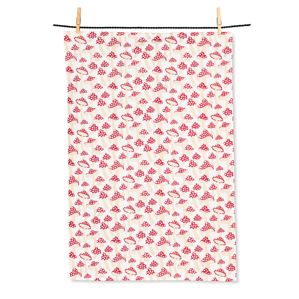 Ensemble linge & lavette à vaisselle - Champignons