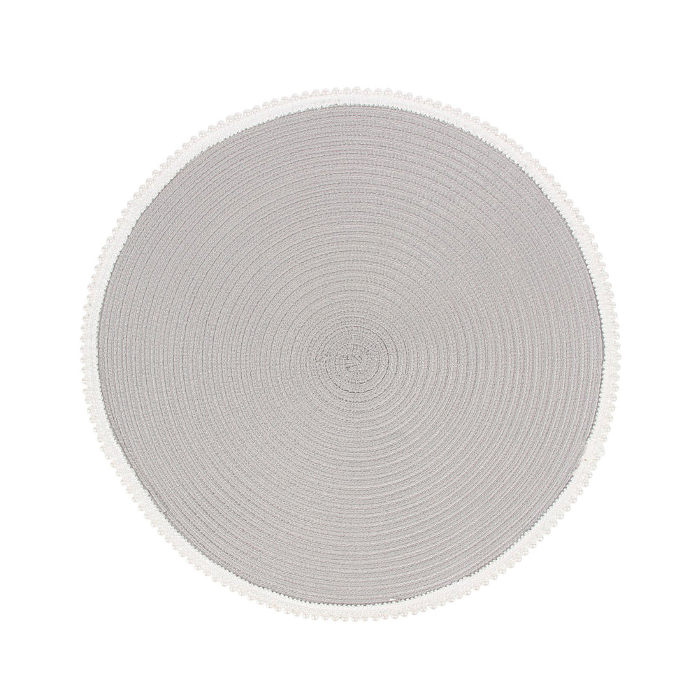 Napperon rond gris - Perles