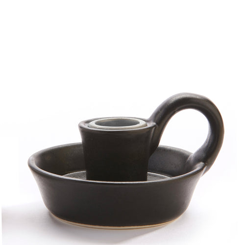 Bougeoir noir en céramique||Black ceramic candleholder