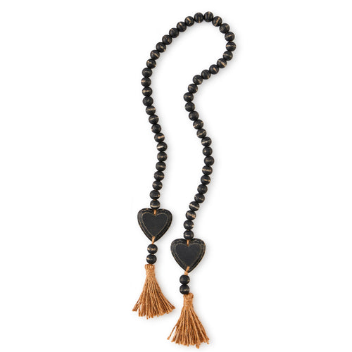 Billes de méditation noires - Coeurs||Black meditation beads - Hearts