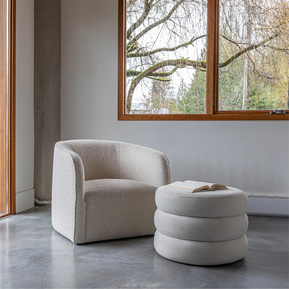 Pouf en velours blanc cassé - Fiel