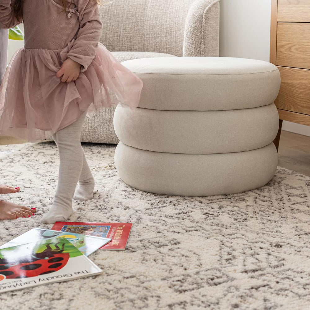 Pouf en velours blanc cassé - Fiel