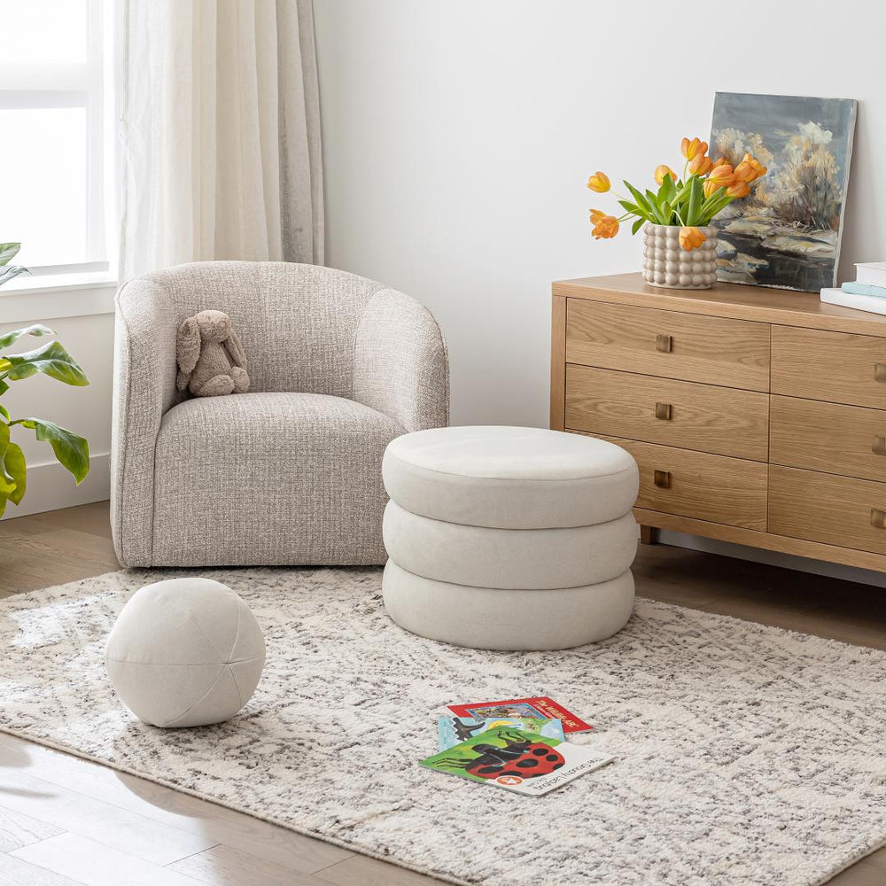 Pouf en velours blanc cassé - Fiel
