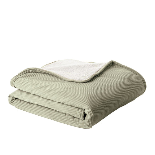 Jeté velours côtelé sauge - Corduroy