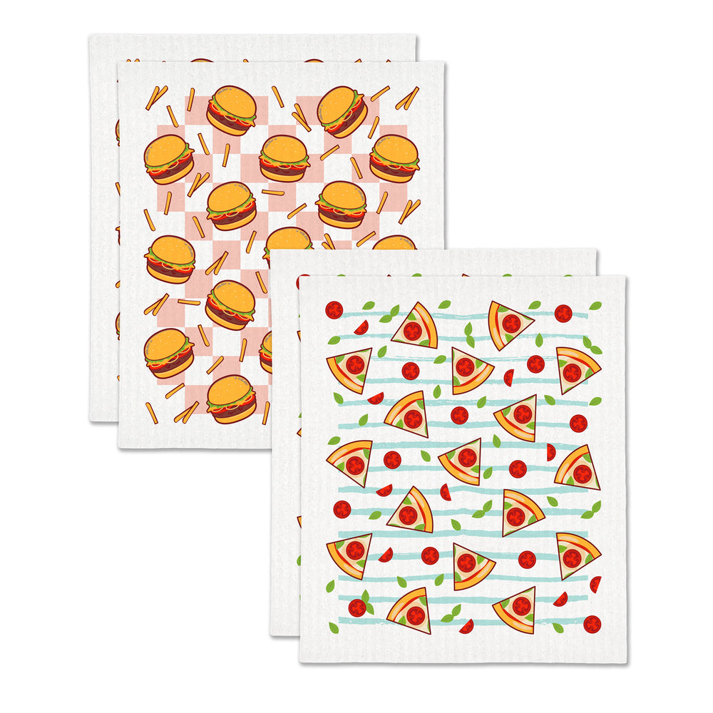 Ensemble de 4 lingettes - Pizza burger