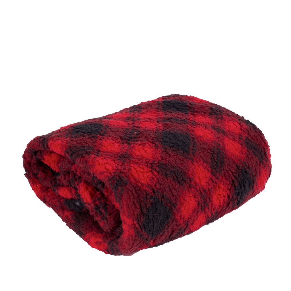 Wearable sherpa throw - Black & red