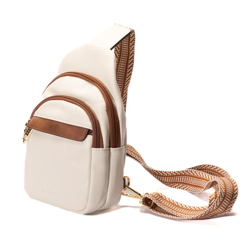 Petit sac à bandoulière - Brun & blanc