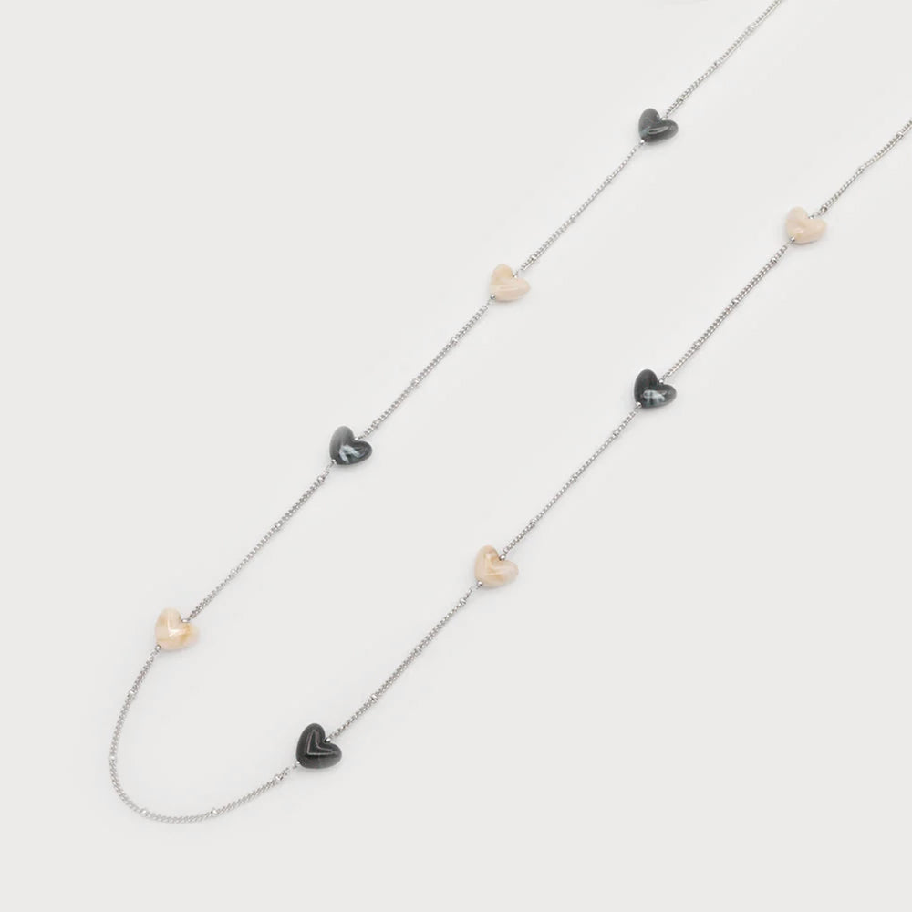 Collier argent - Cœurs multicolores