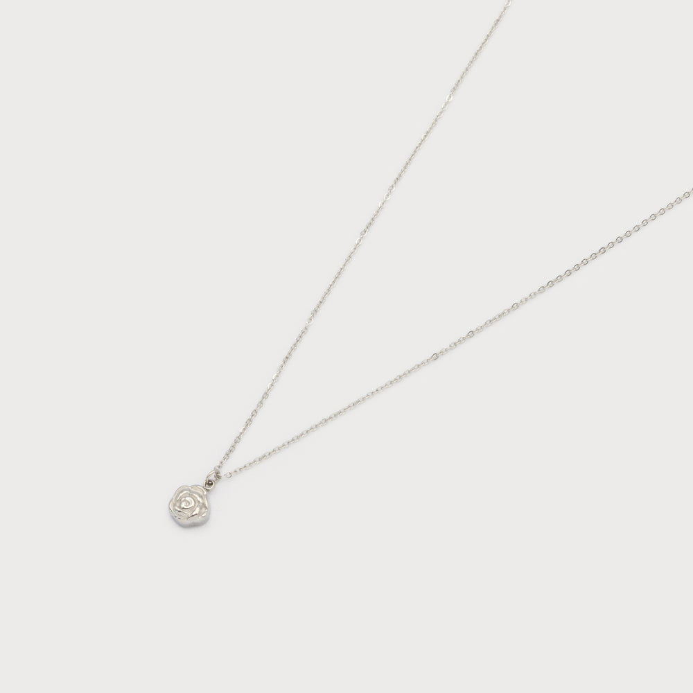 Silver necklace - Rose pendant