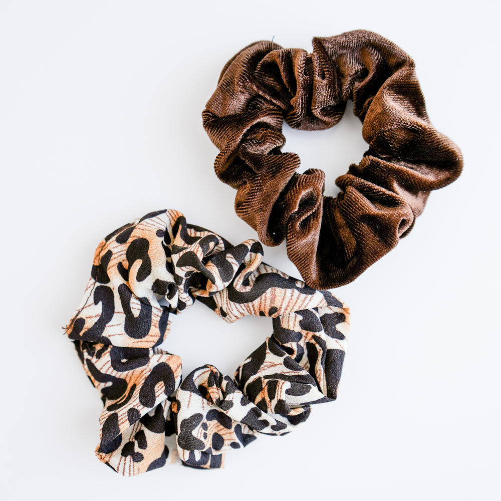 2 chouchous velours - Léopard