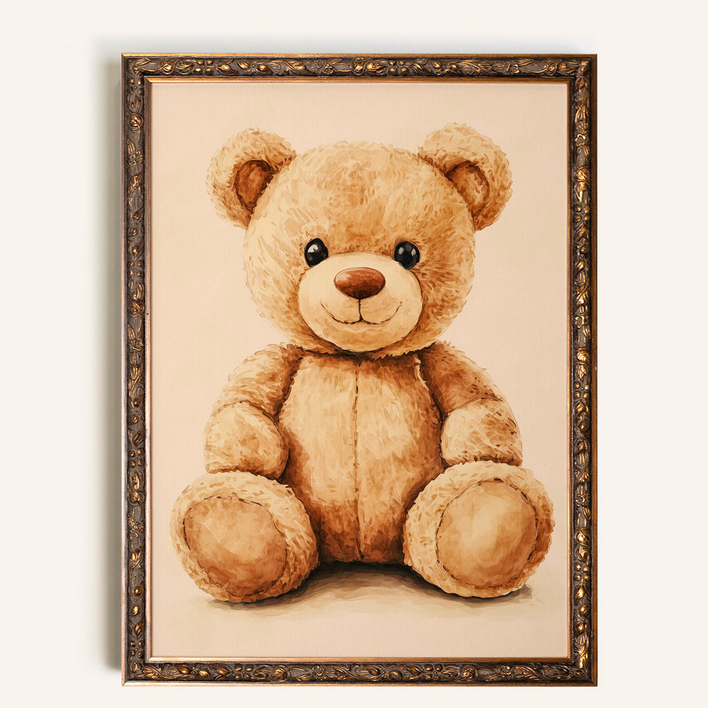 Toile vintage - Ourson tendresse