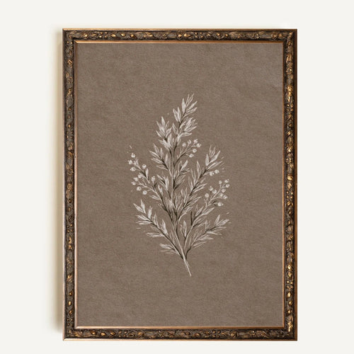 Toile vintage - Branche de lin II