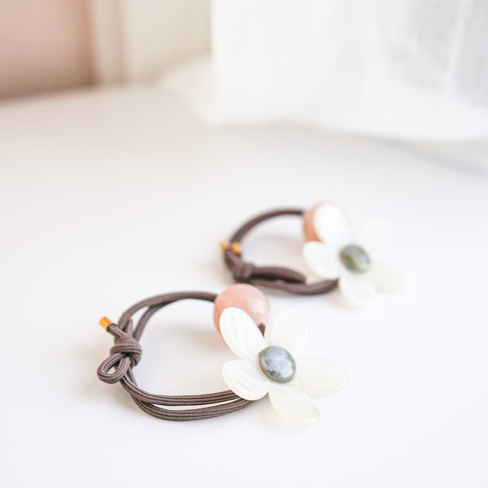 Élastiques à cheveux gris - Fleurs