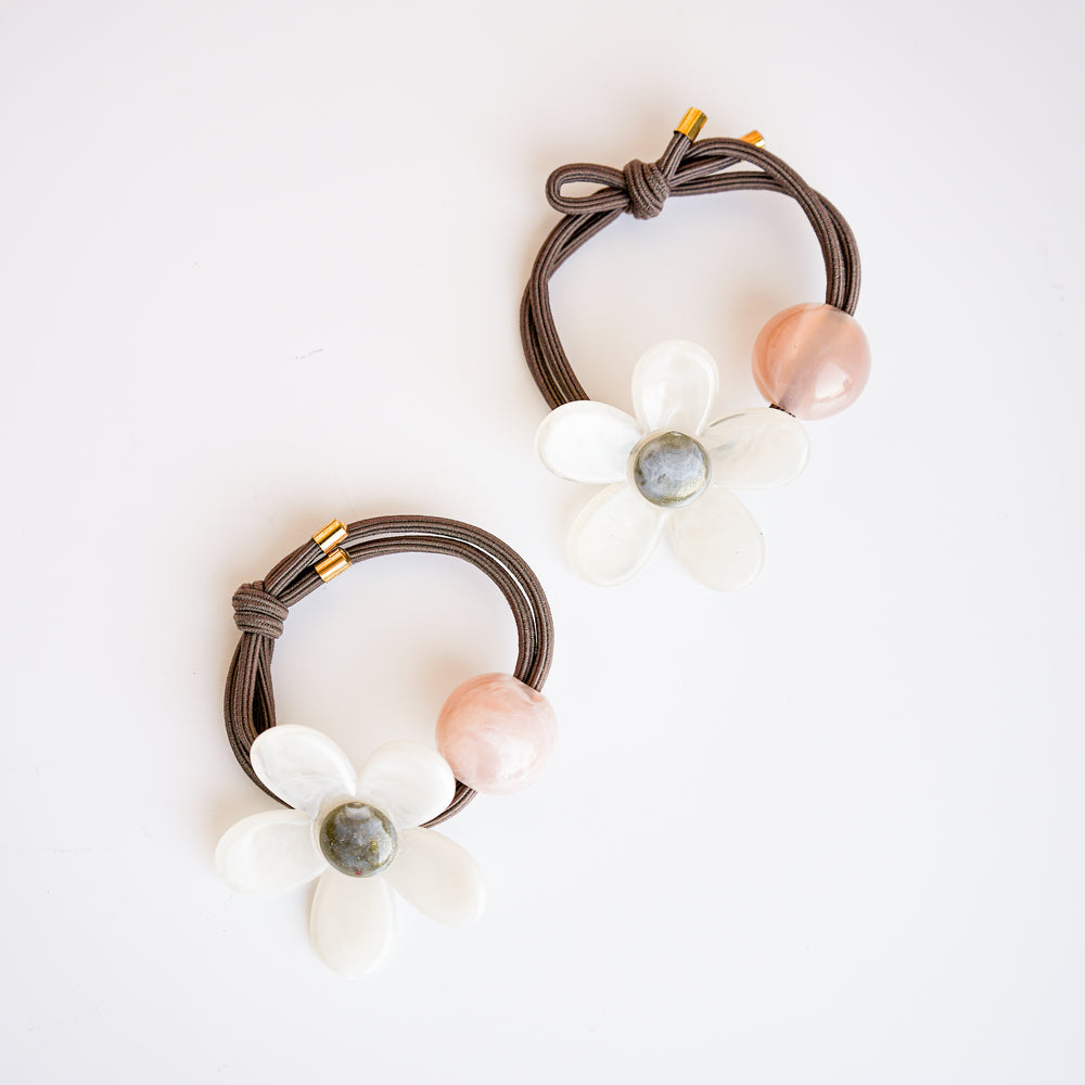 Élastiques à cheveux gris - Fleurs