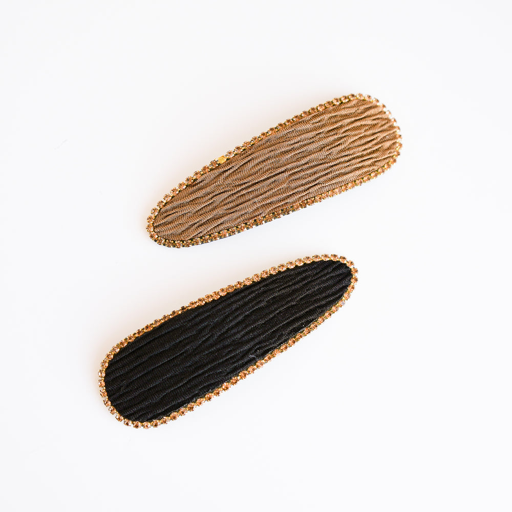 2 barrettes à cheveux - Brun & diamants