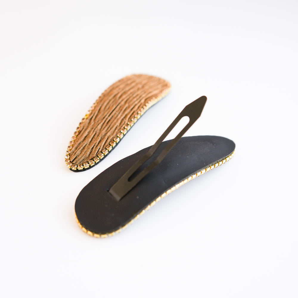 2 barrettes à cheveux - Brun & diamants