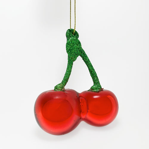 Ornement en verre - Cerises rouges