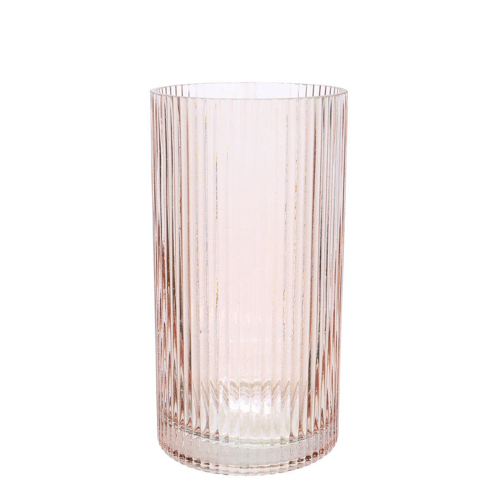 Striped pink vase - 8"