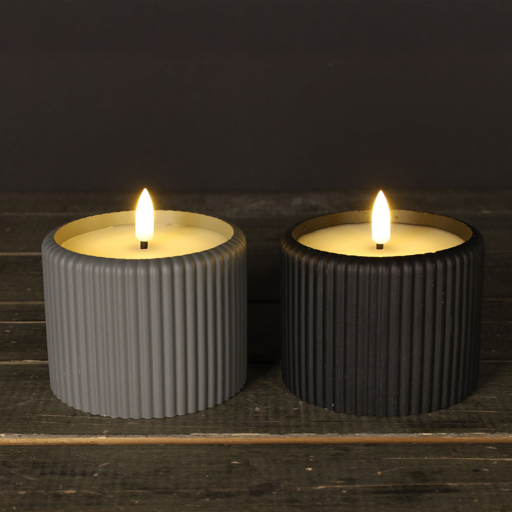 Chandelle en ciment noire - Flamme LED