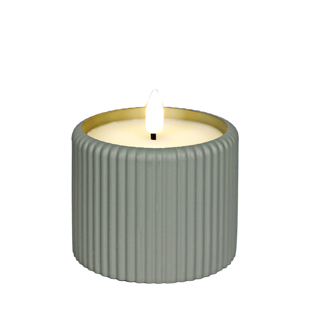 Chandelle en ciment grise - Flamme LED