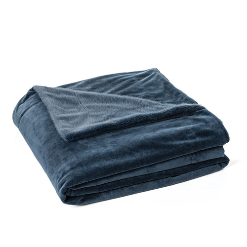 Jeté en fausse fourrure bleu - Polux