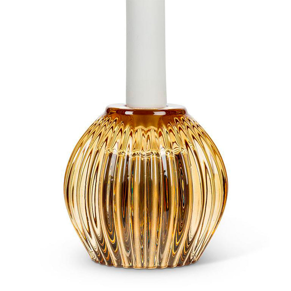 Porte-bougie en verre réversible - Ambré||Reversible glass candle holder - Amber