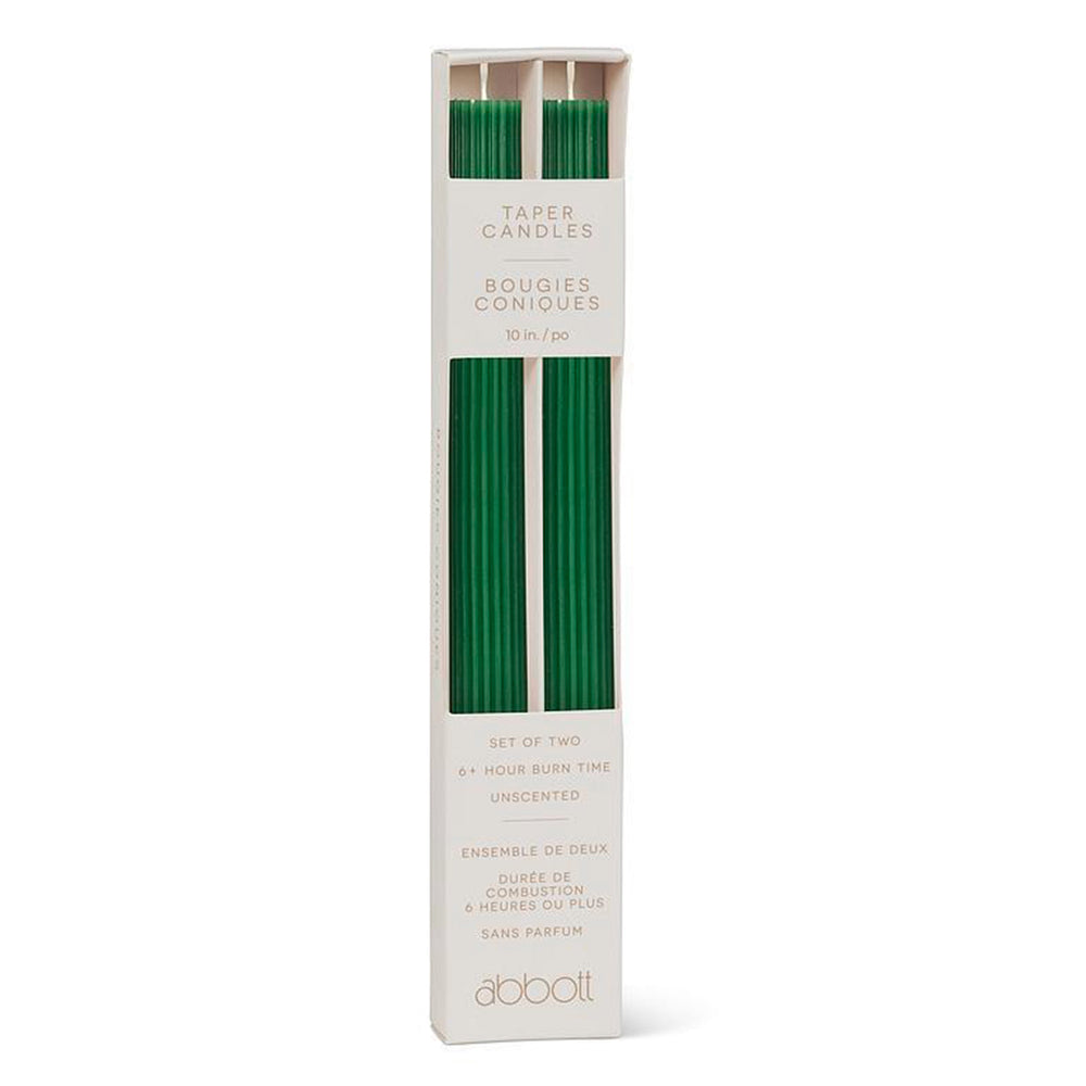 Ensemble de 2 chandelles striées - Vert forêt