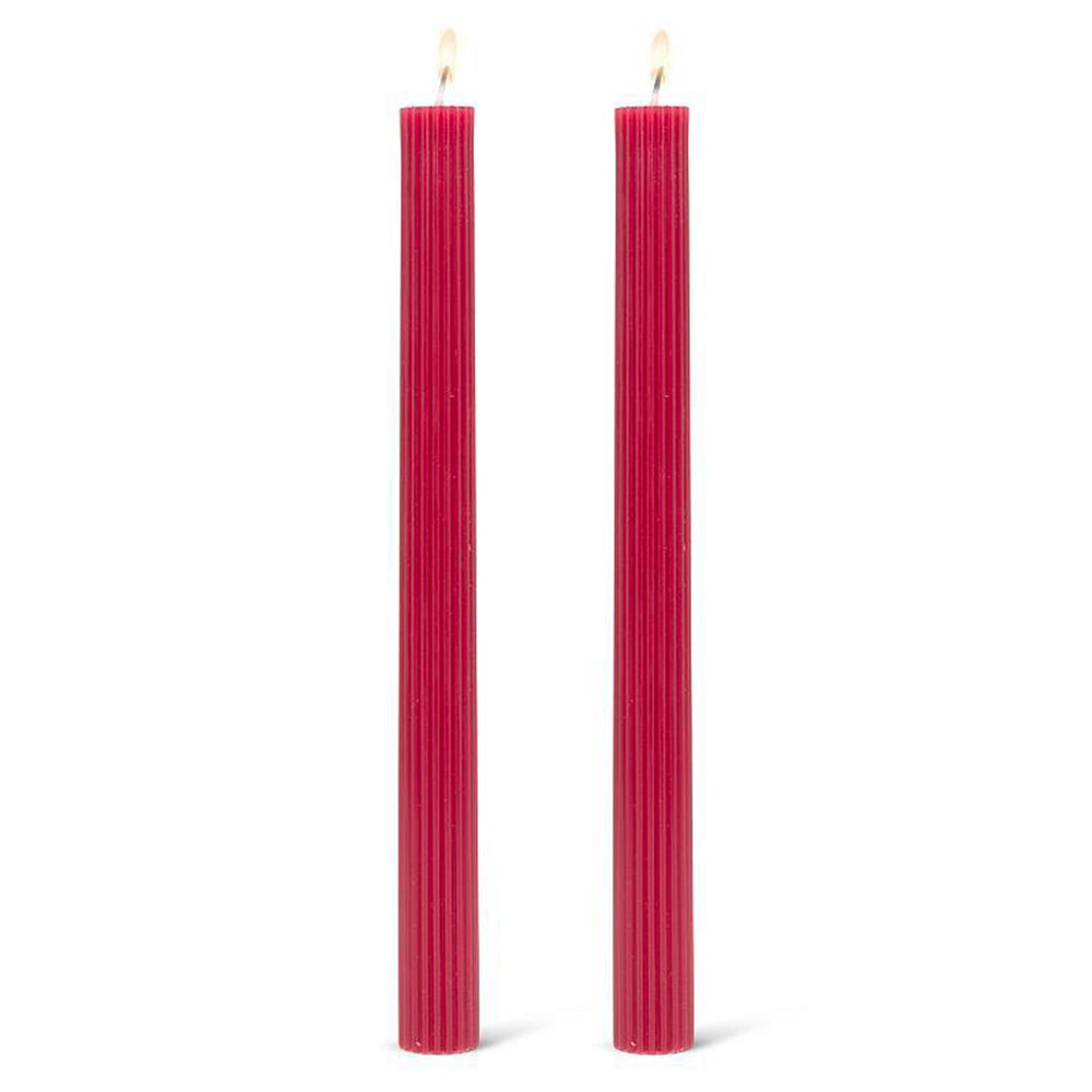 Ensemble de 2 chandelles striées - Rouge