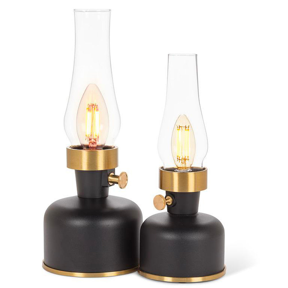 Petite lanterne LED vintage - Noire & doré