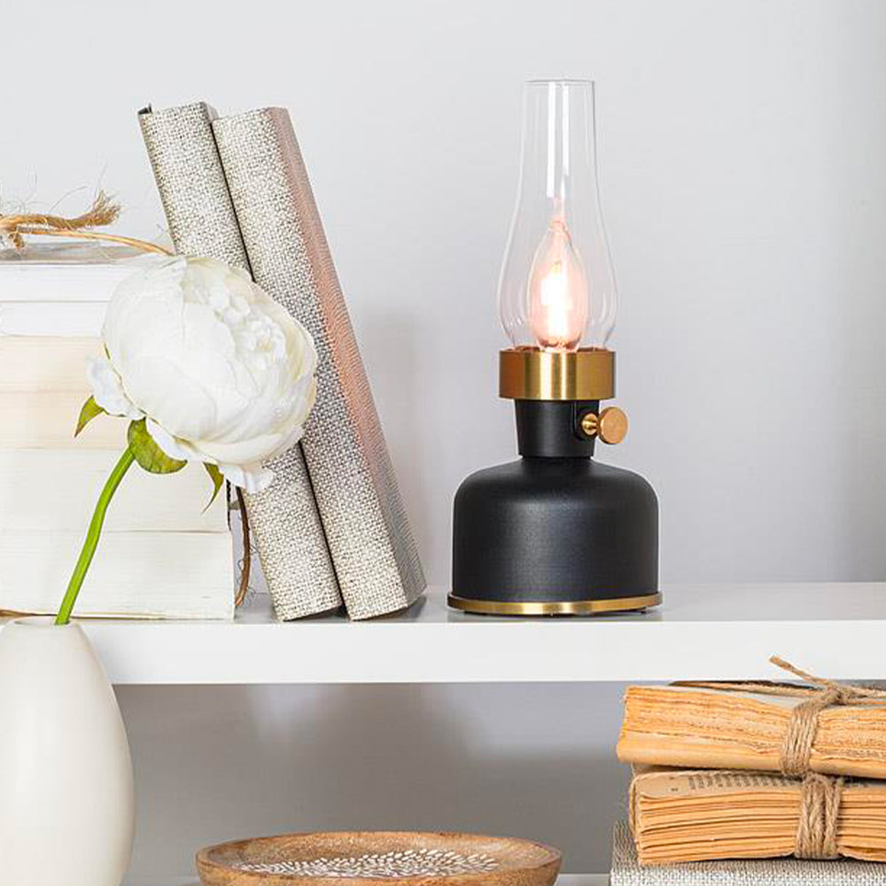 Petite lanterne LED vintage - Noire & doré