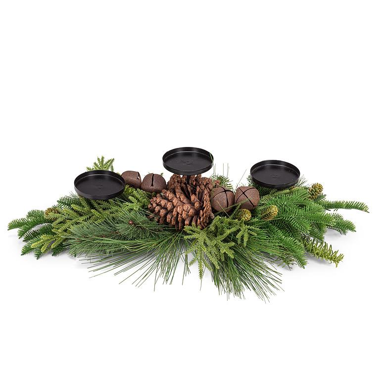 Triple candelabra - Cedar branches