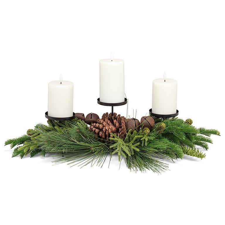 Triple candelabra - Cedar branches