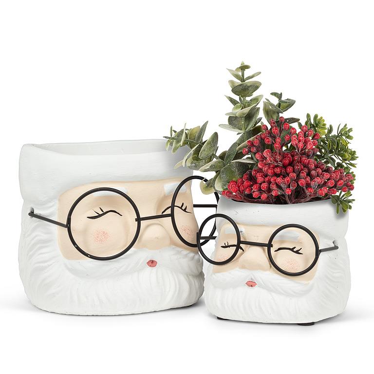 Cache-pot Père Noël à lunettes