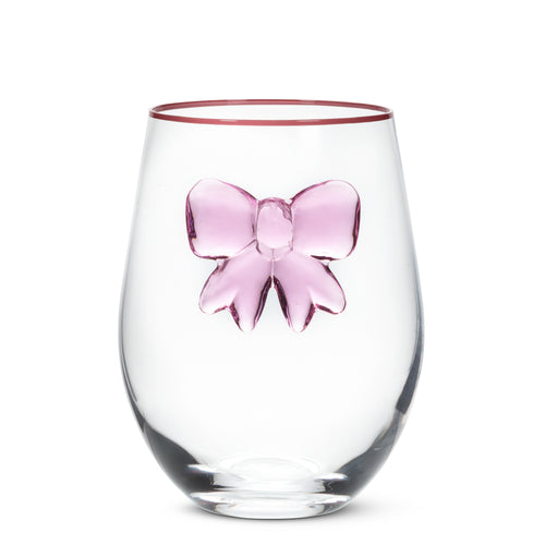 Verre à vin sans pied - Boucle rose