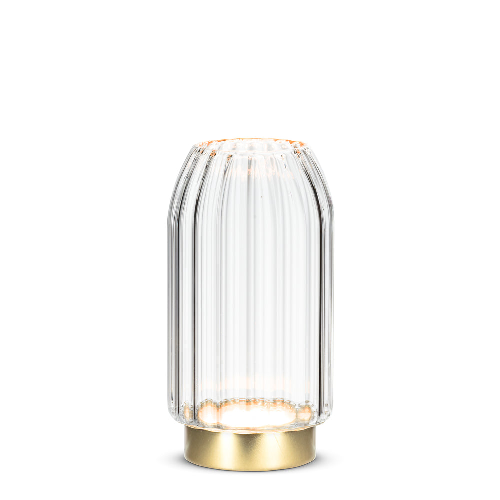 Vase LED en verre - Base dorée