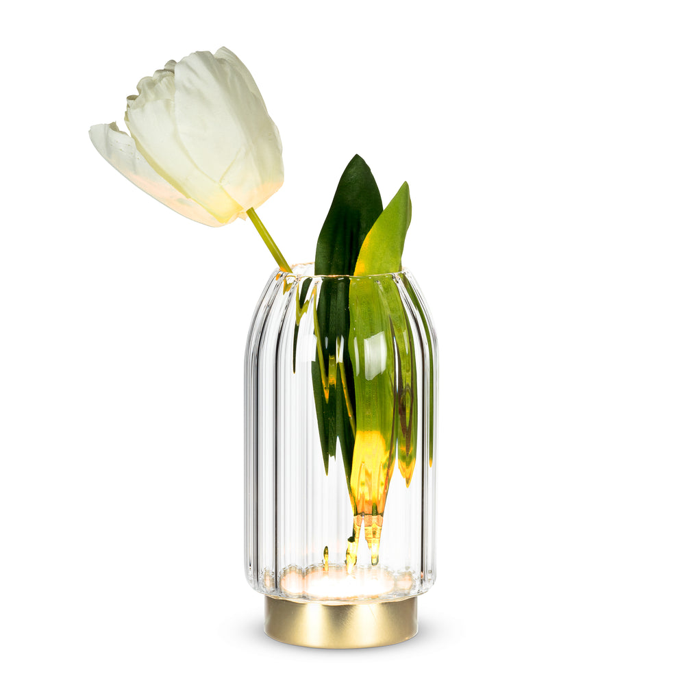 Vase LED en verre - Base dorée