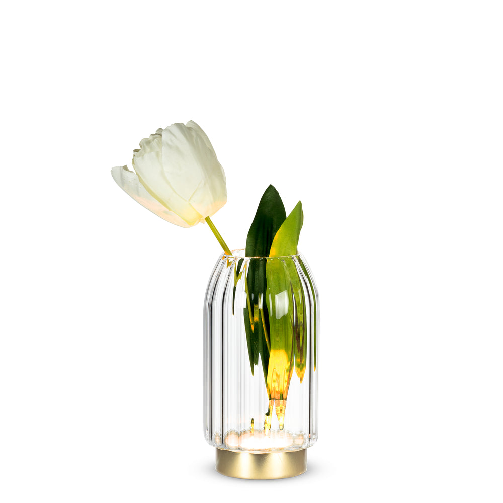 Striped glass vase - LED light