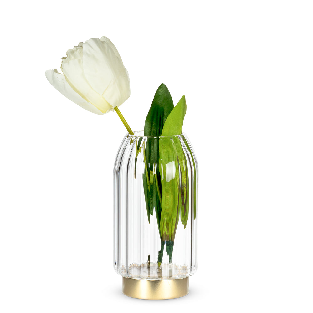Vase LED en verre - Base dorée