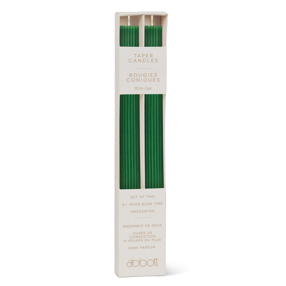 Set of 2 ribbed candles - Forest green