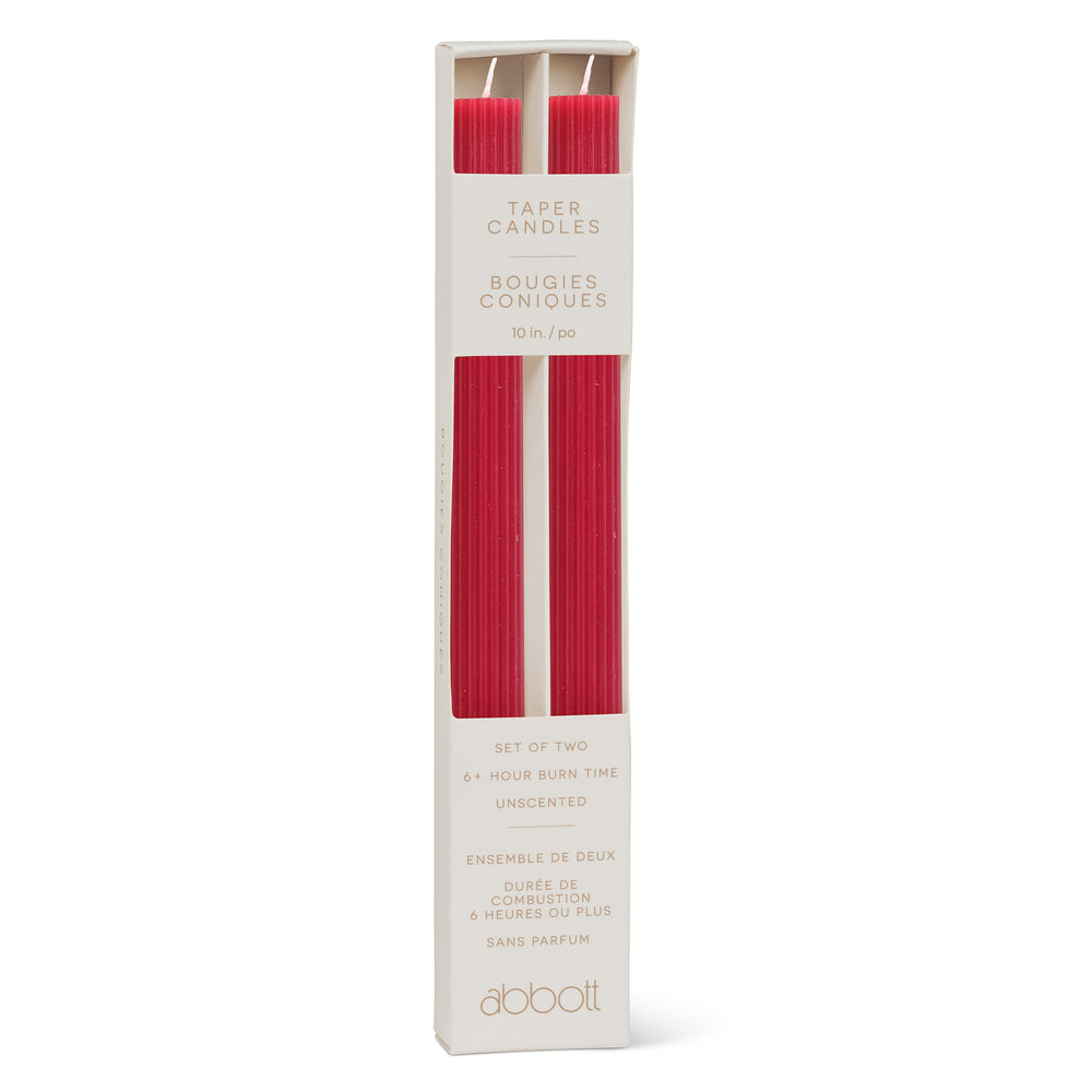 Set of 2 ribbed candles - Red