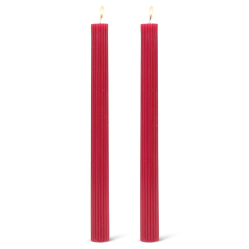 Set of 2 ribbed candles - Red