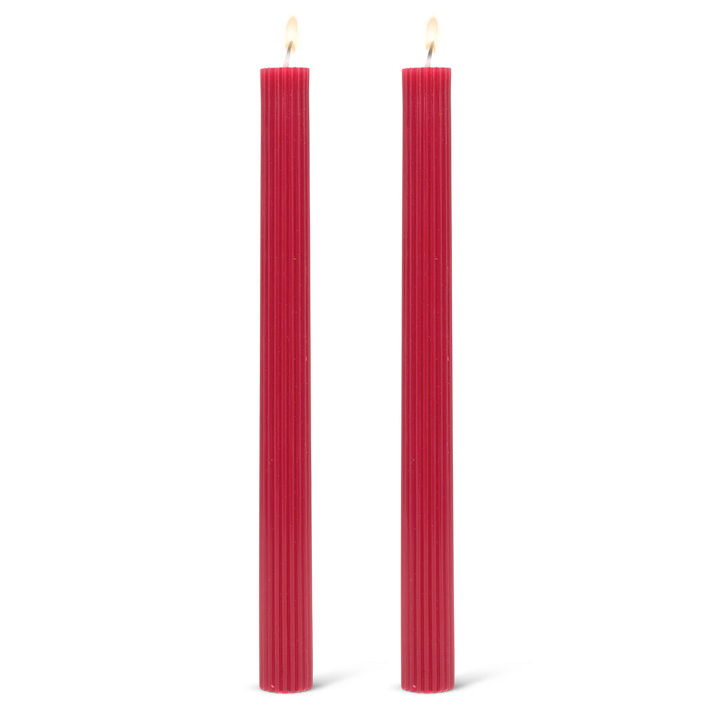 Set of 2 ribbed candles - Red