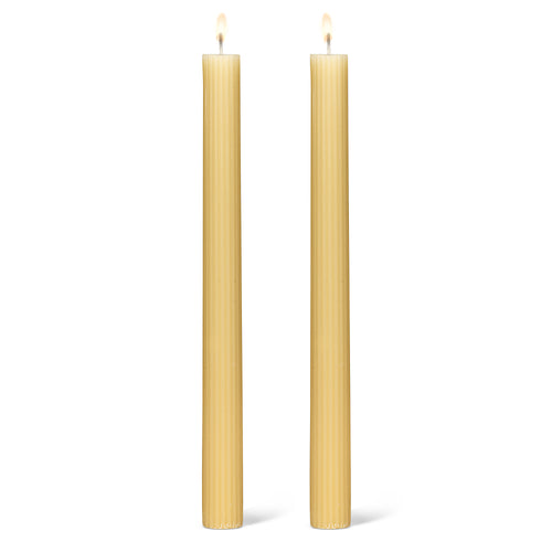Ensemble de 2 bougies jaunes - Strié